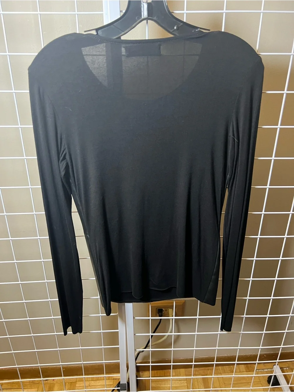 Bailey 44 Black Faux Leather Front Long-Sleeve Top